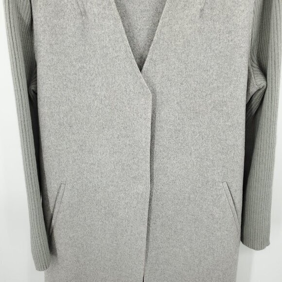 Kenneth Cole Wool-Blend Peacoat/Car Coat With Rib Knit Sleeves L Gray - Picture 7 of 15